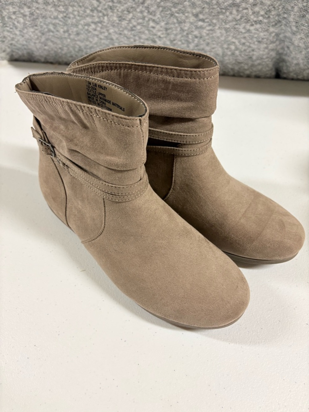 St. John's Bay Taupe Suede-Look Ankle Booties